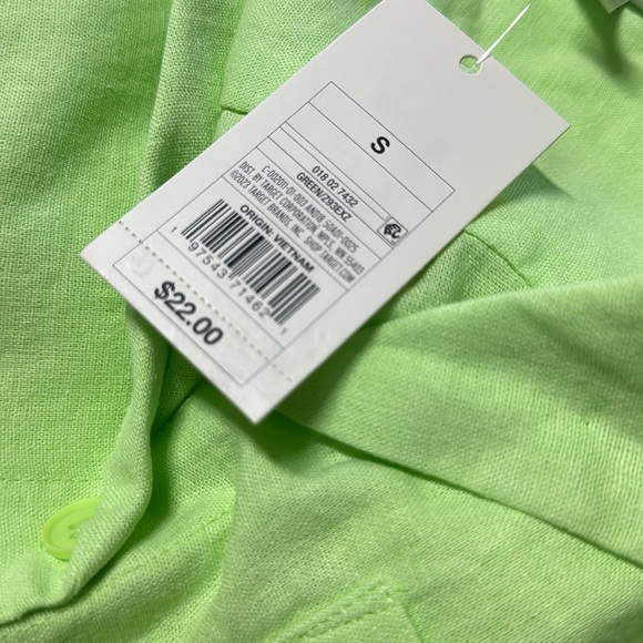 NWT A New Day Short Sleeve Womens Top Green 55% Linen & 45% Rayon - Picture 6 of 6